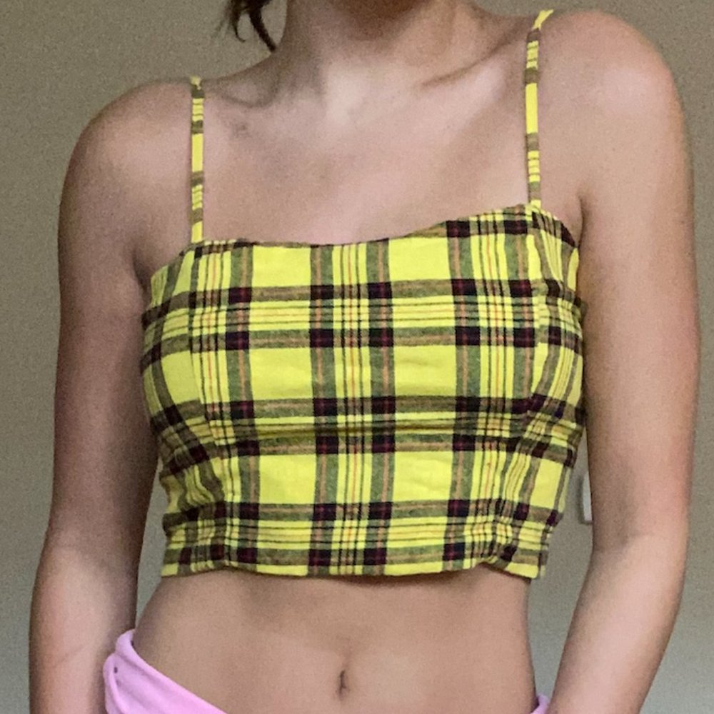 Yellow Plaid Crop Top